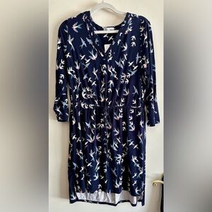 DR2 Blue and White Dress with V-Neck